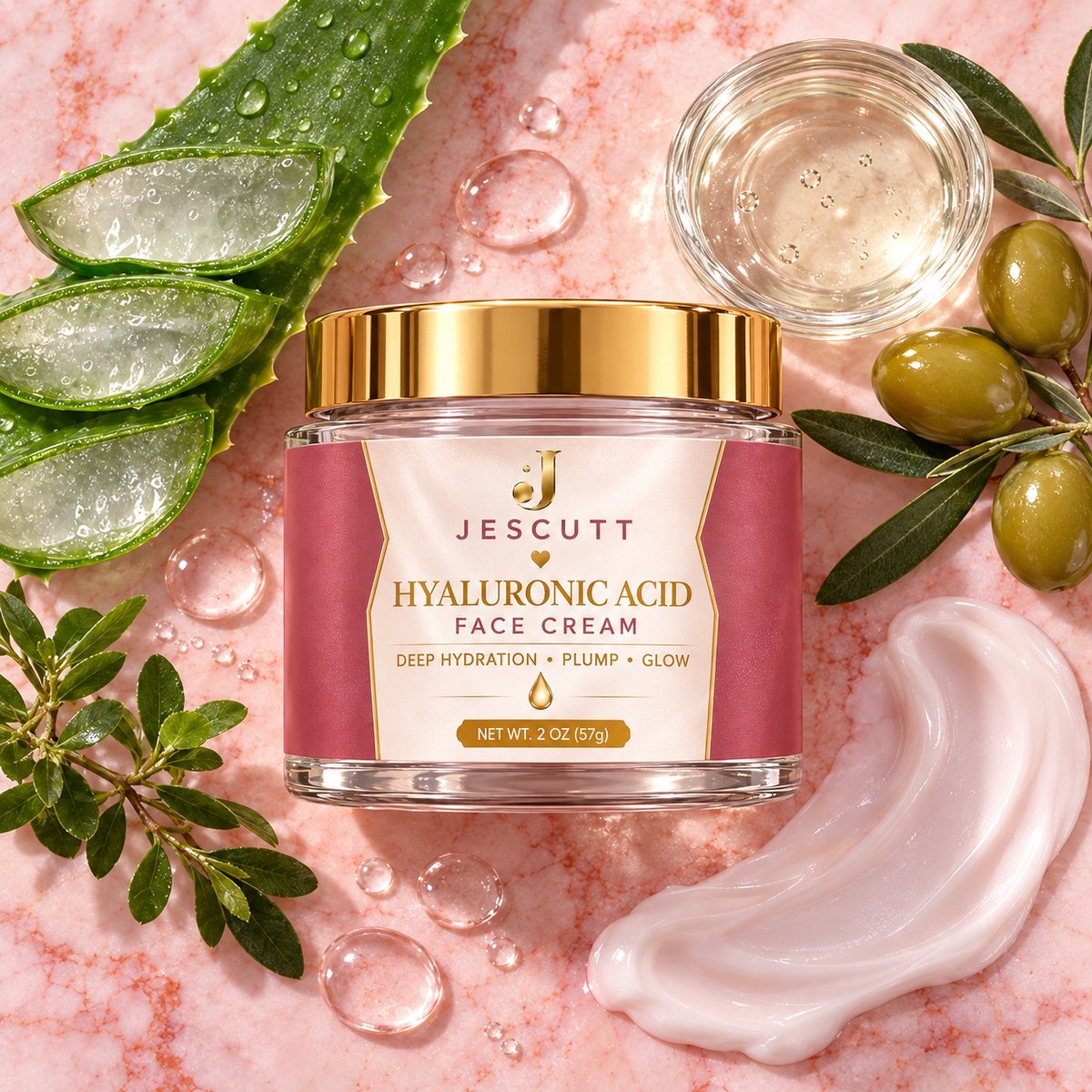 The ingredients in JESCUTT Hyaluronic Acid Face Cream