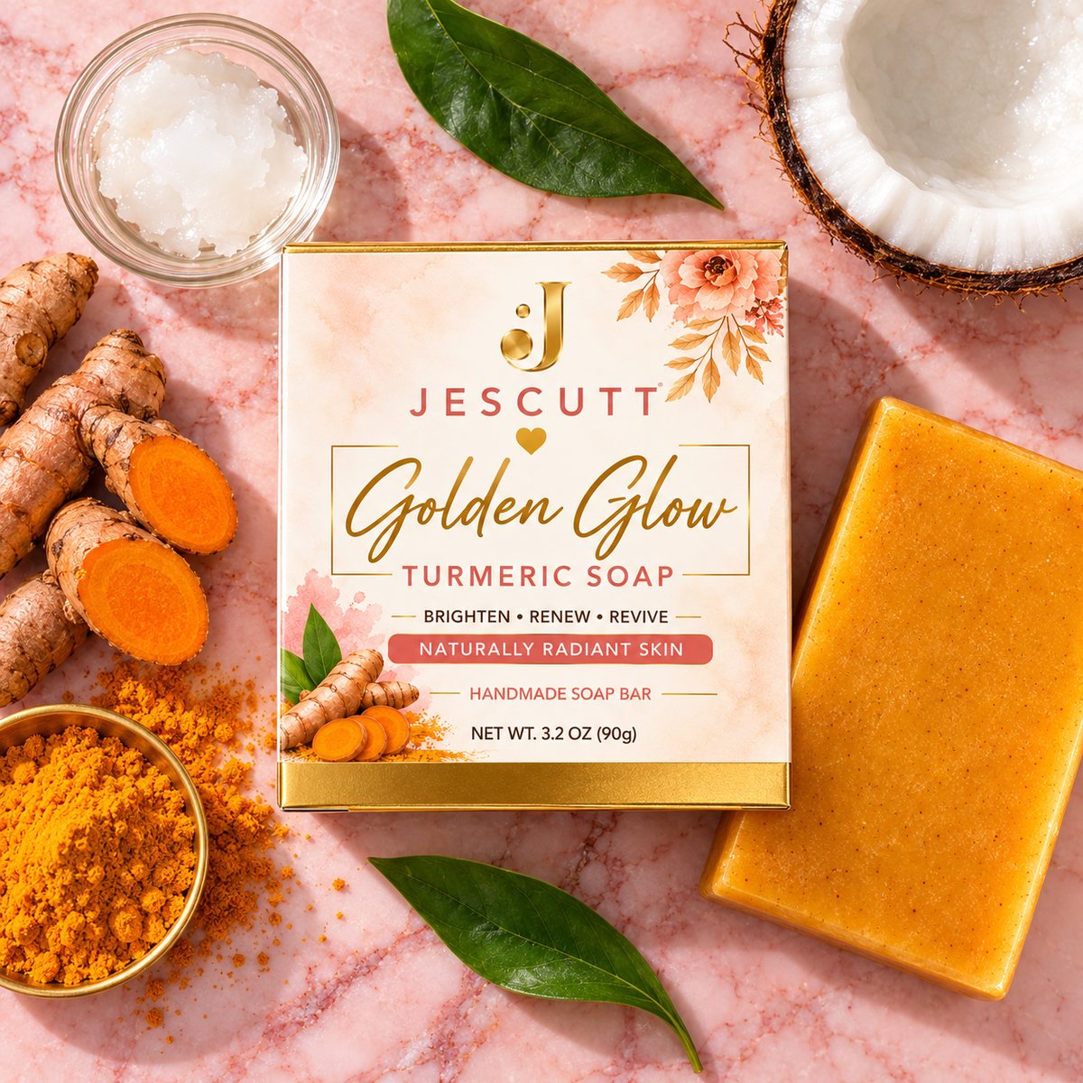The ingredients in JESCUTT Golden Glow Turmeric Soap