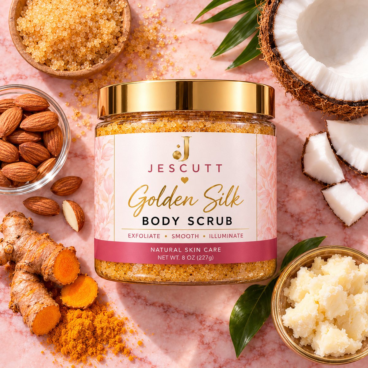 The ingredients in JESCUTT Golden Silk Body Scrub