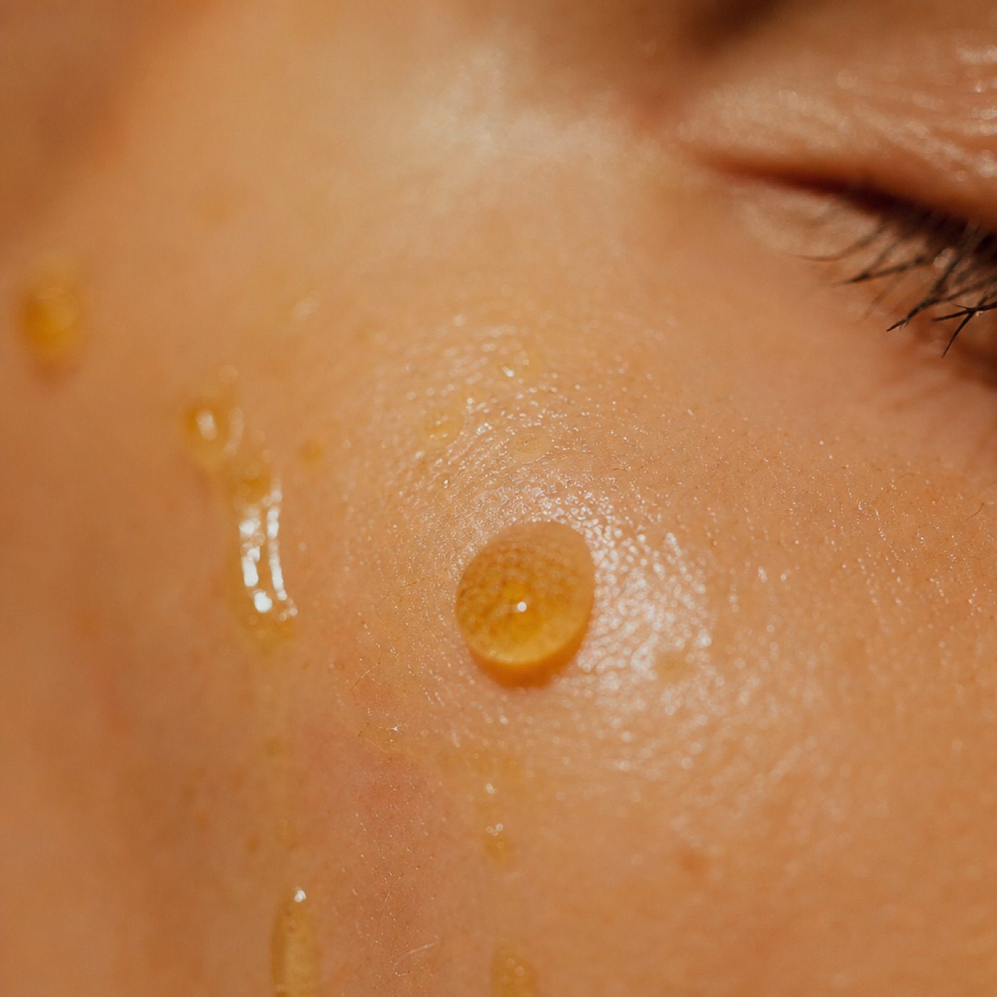 Dewy, hydrated glowing skin close-up